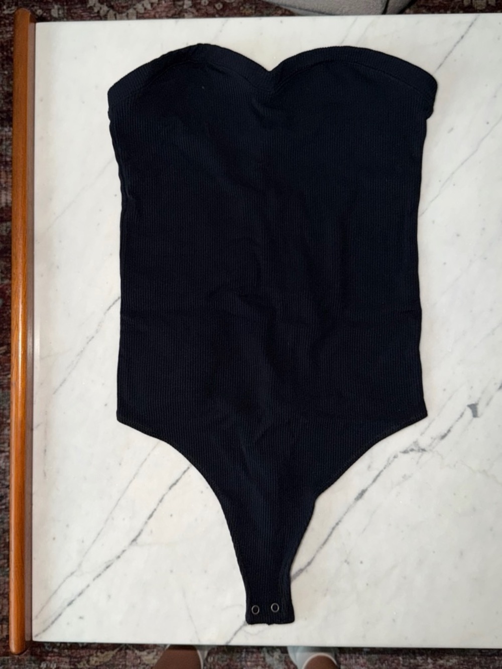 Abercrombie & Fitch Black Strapless Ribbed Bodysuit